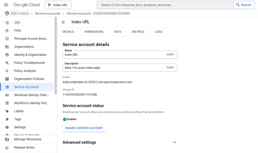 google-api-service-account