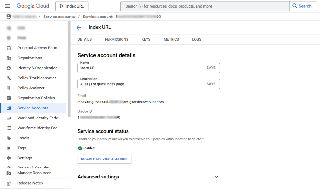google-api-service-account